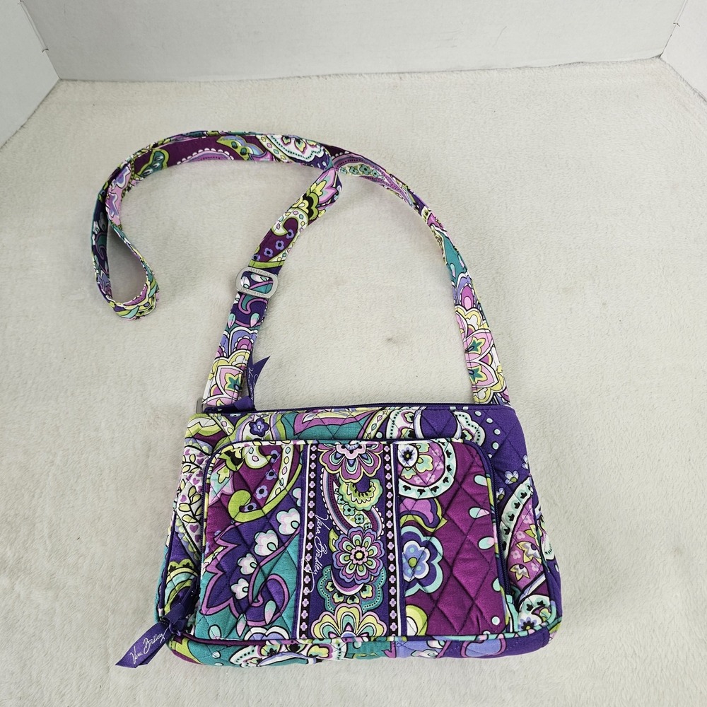 Vera Bradley Teal Purple Paisley Quilted Heather Medium Hipster Crossbody Bag